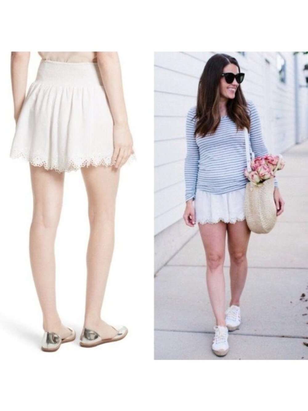Rebecca Taylor Embroidered Trim Flowy Shorts